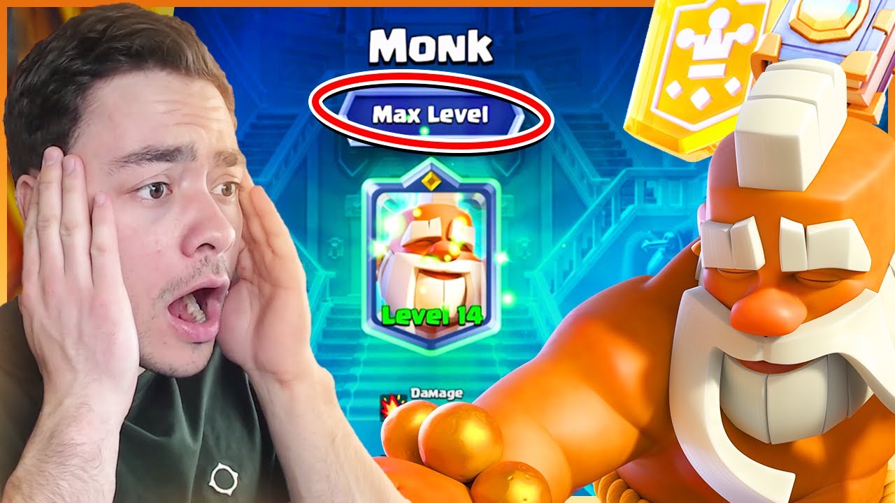 MONK NAAR MAX LEVEL OP CLASH ROYALE!!