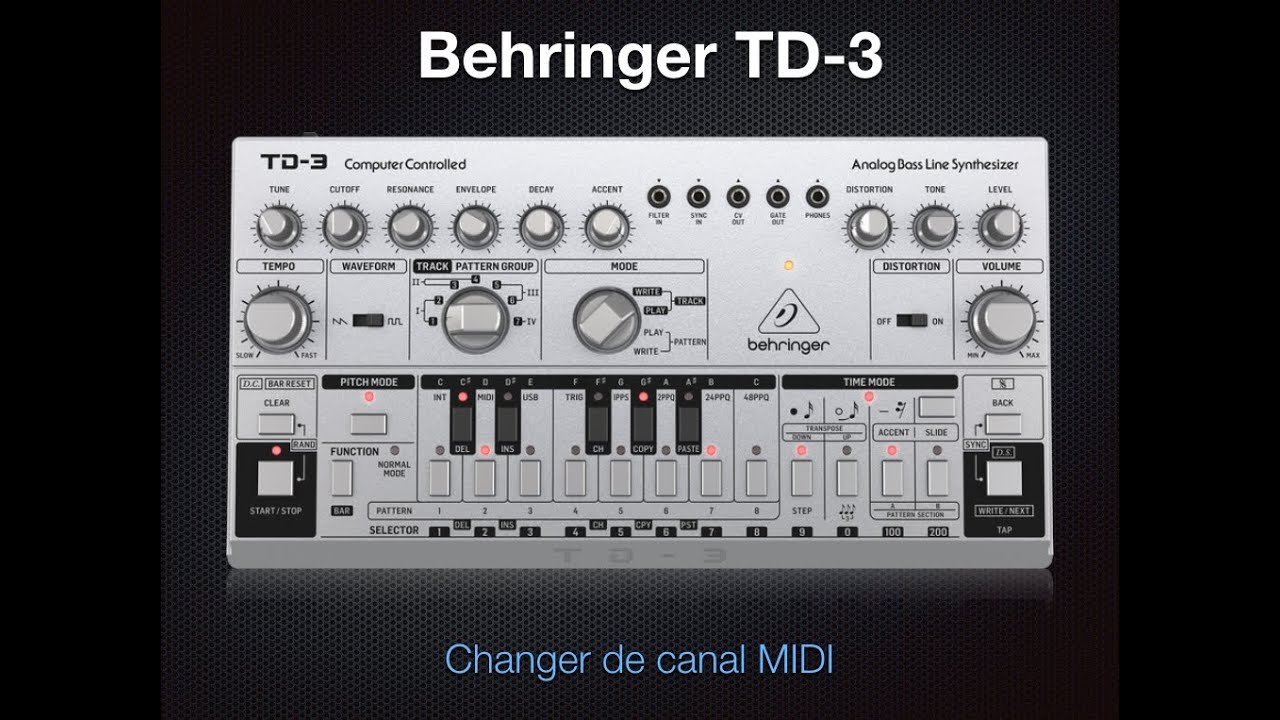 Changer de canal MIDI sur la TD-3