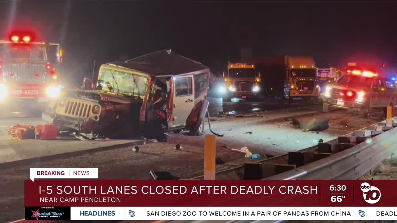 Multiple people killed in crash on I-5 near Camp Pendleton