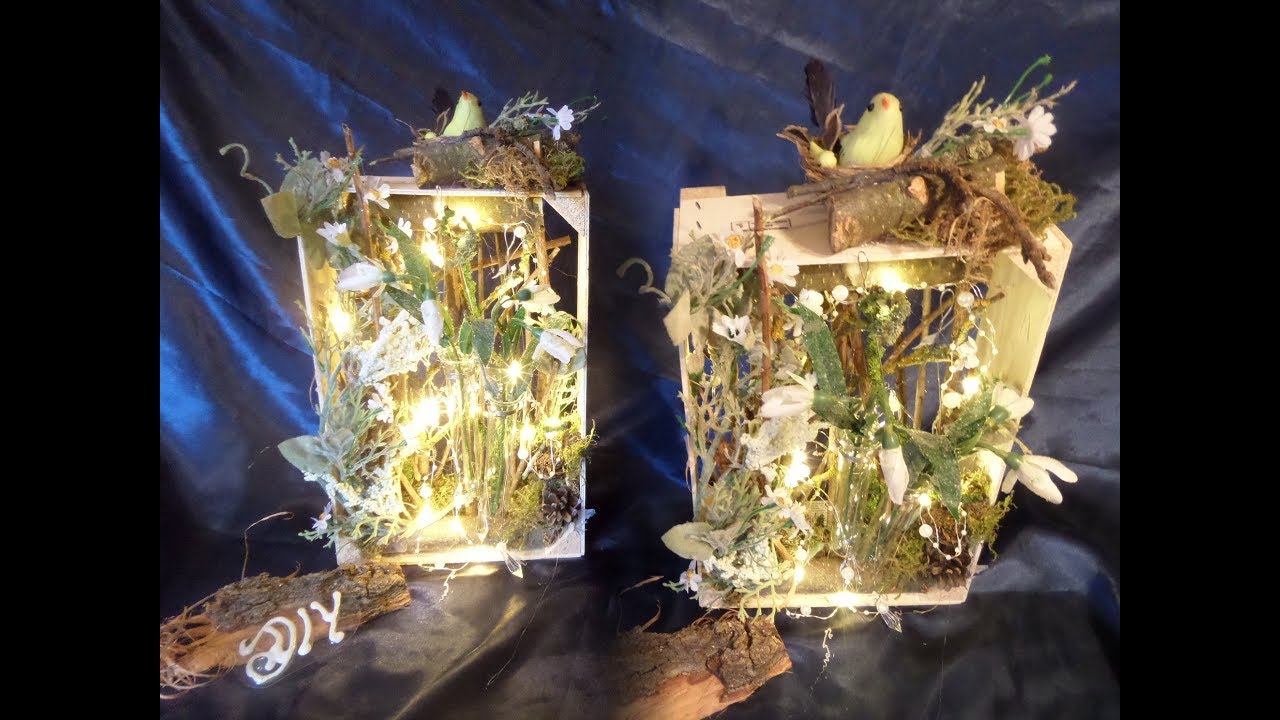 DIY: Tolle  NATÜRLICHE LED Frühlings-DEKO aus einer Obstkiste basteln :)) Upcycling