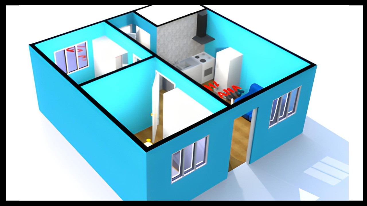 6x6 DICA PLANTA DE CASAS 2 QUARTOS  COZINHA AMERICANA