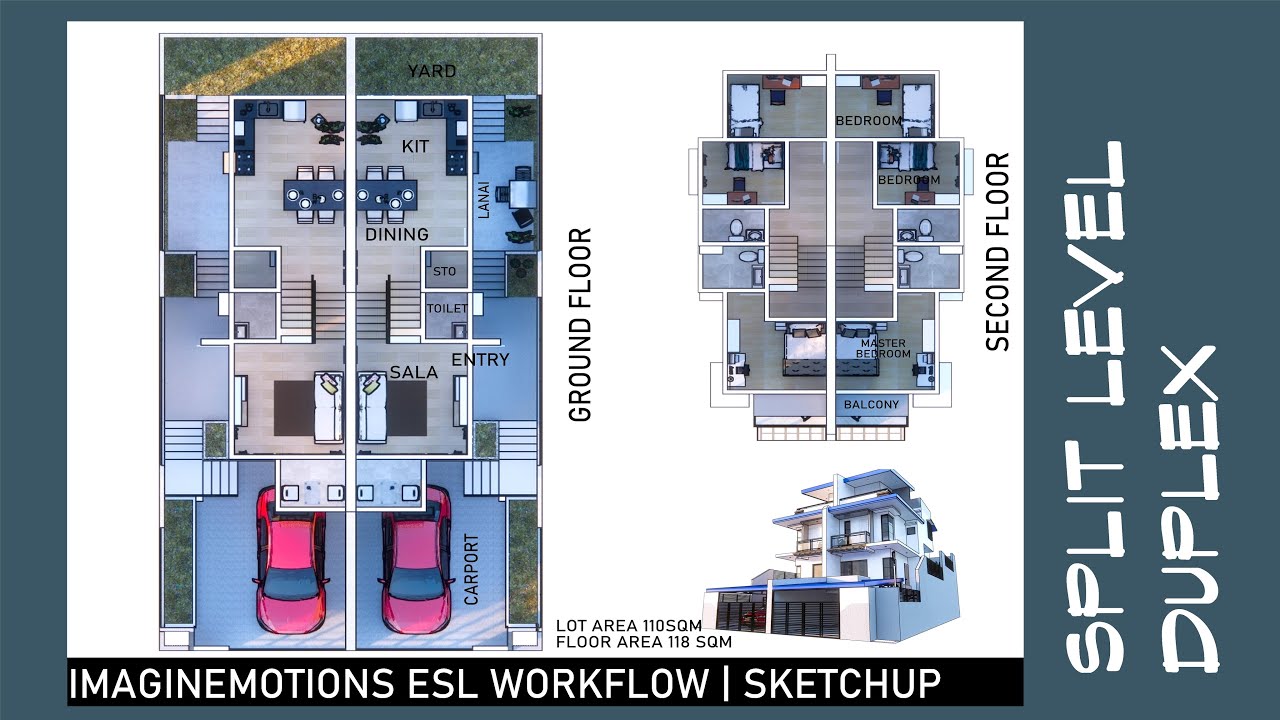 Sketchup Modelling - Split Level Duplex