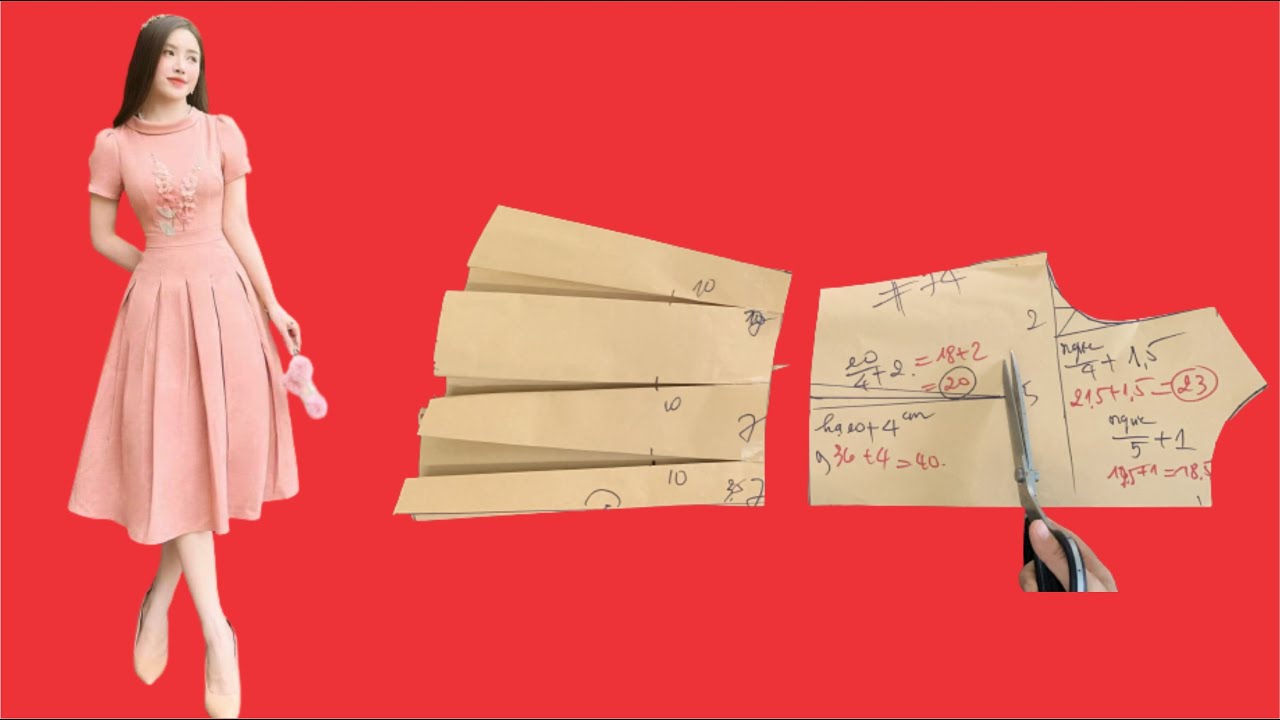 10 phút thật dễ để cắt áo đầm trung niên xếp ly dọc| hướng dẫn cắt may #74