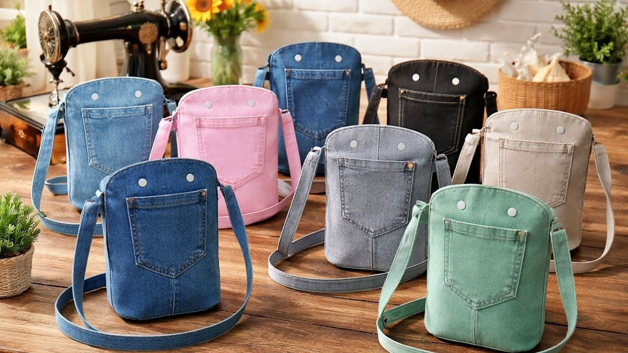 Sew A 15 Minutes Bag Made from Old Jeans and No Pattern 👜 Easy to Sew, Everyone can make one