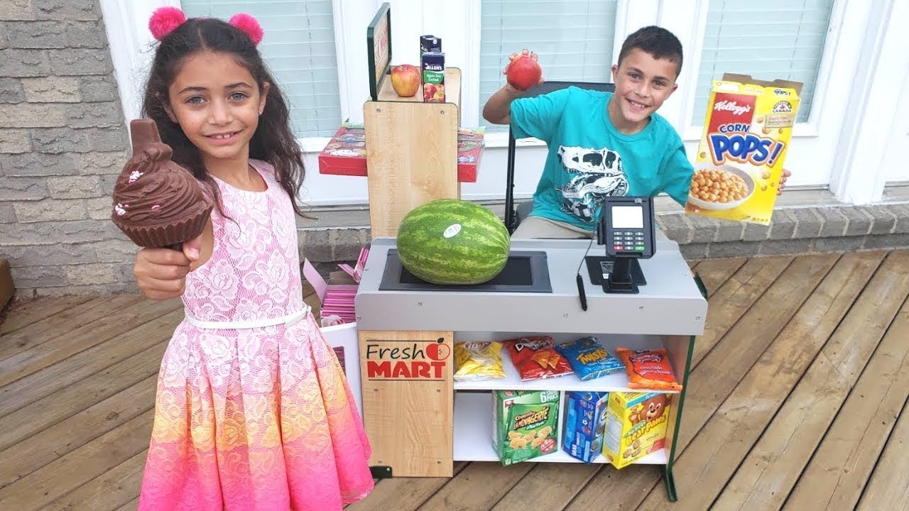 Heidi dan Zidane - Petualangan dengan Mainan Grocery Store Toys | Bahasa Indonesia