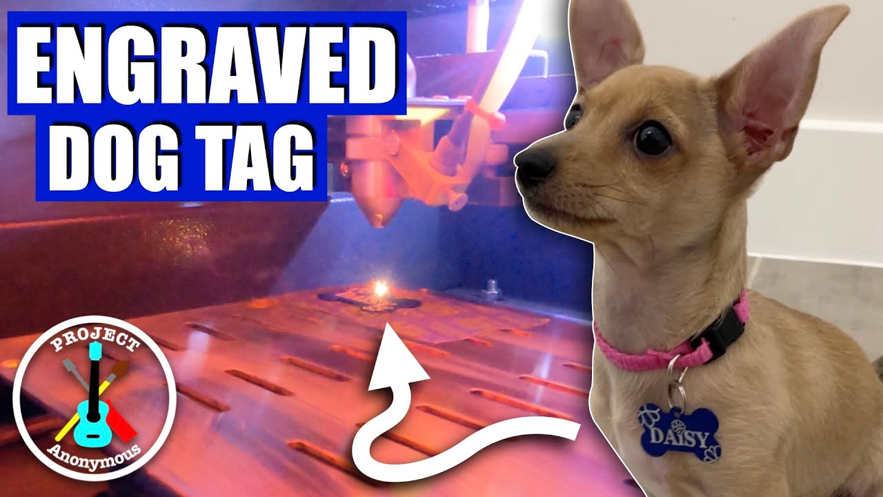 ENGRAVING ANODIZED ALUMINUM DOG TAG FOR OUR PUPPY w/ the Monport 40W CO2 Laser