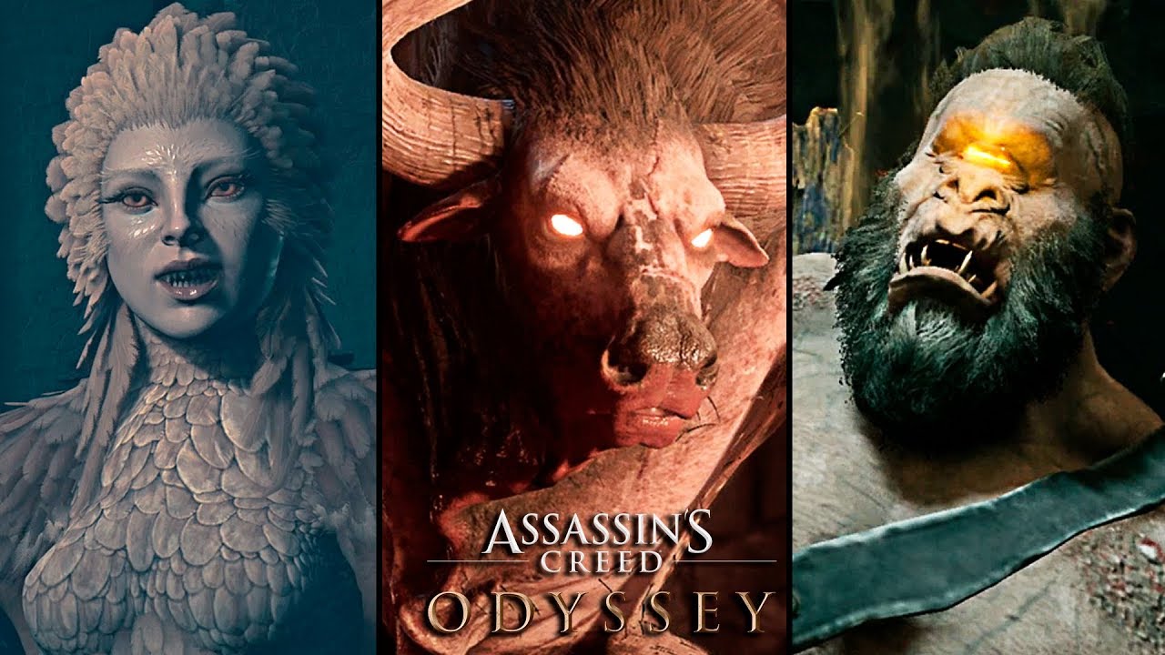 ASSASSINS CREED ODYSSEY Criaturas Mitológicas Jefes Secretos | Esfigie, Ciclope, Minotauro