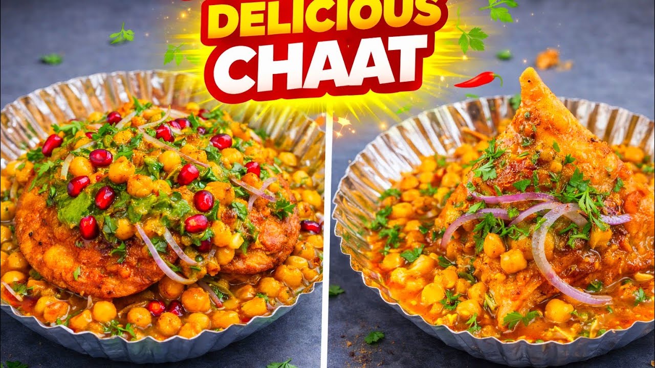 2 Easy and Chatpata Street Food Aloo Tikki Ragda Chaat and Samosa Ragda Chaat Recipe |