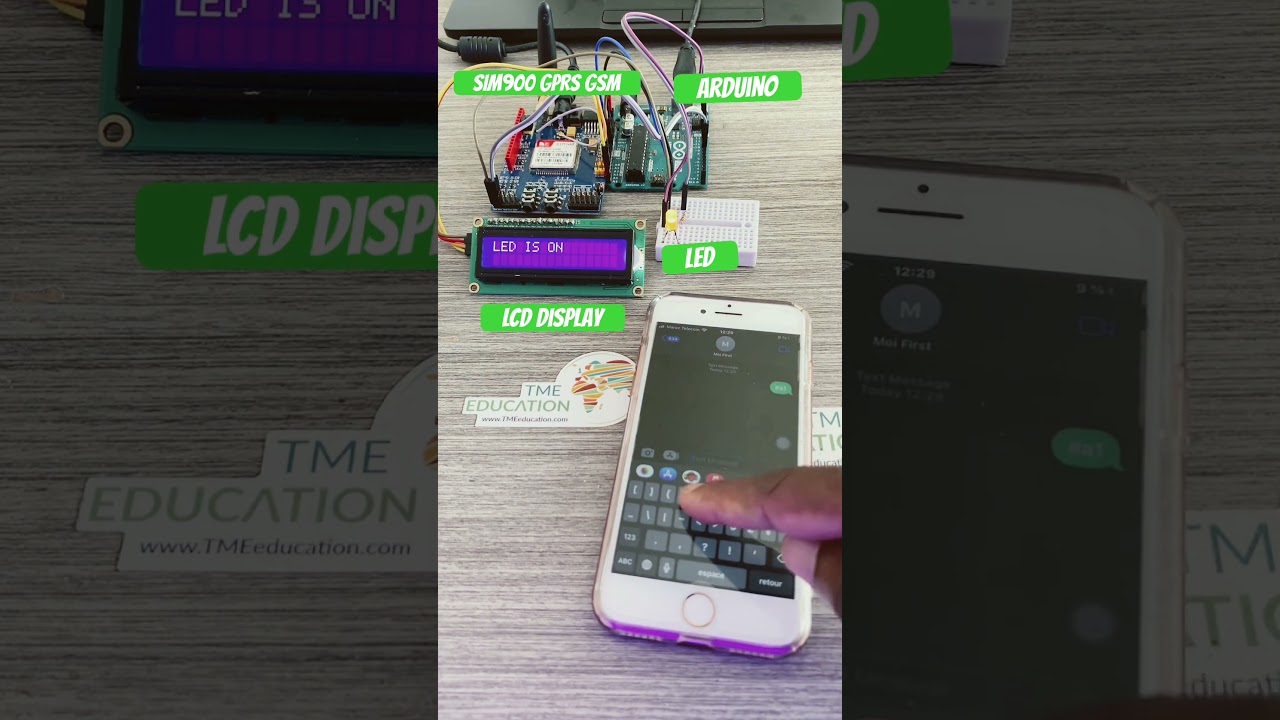 Arduino LED control using SIM900 GPRS GSM Module #shorts #tmeeducation