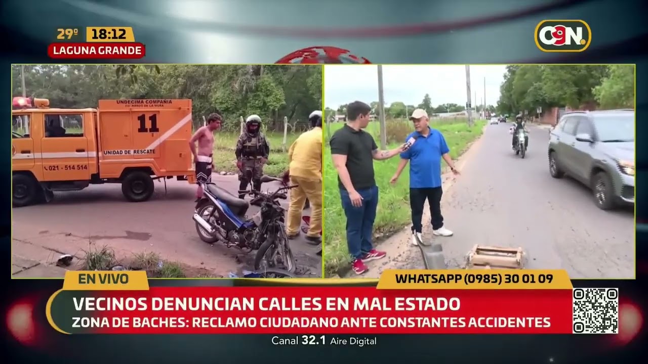 Baches ya provocaron accidentes en la zona de Laguna Grande