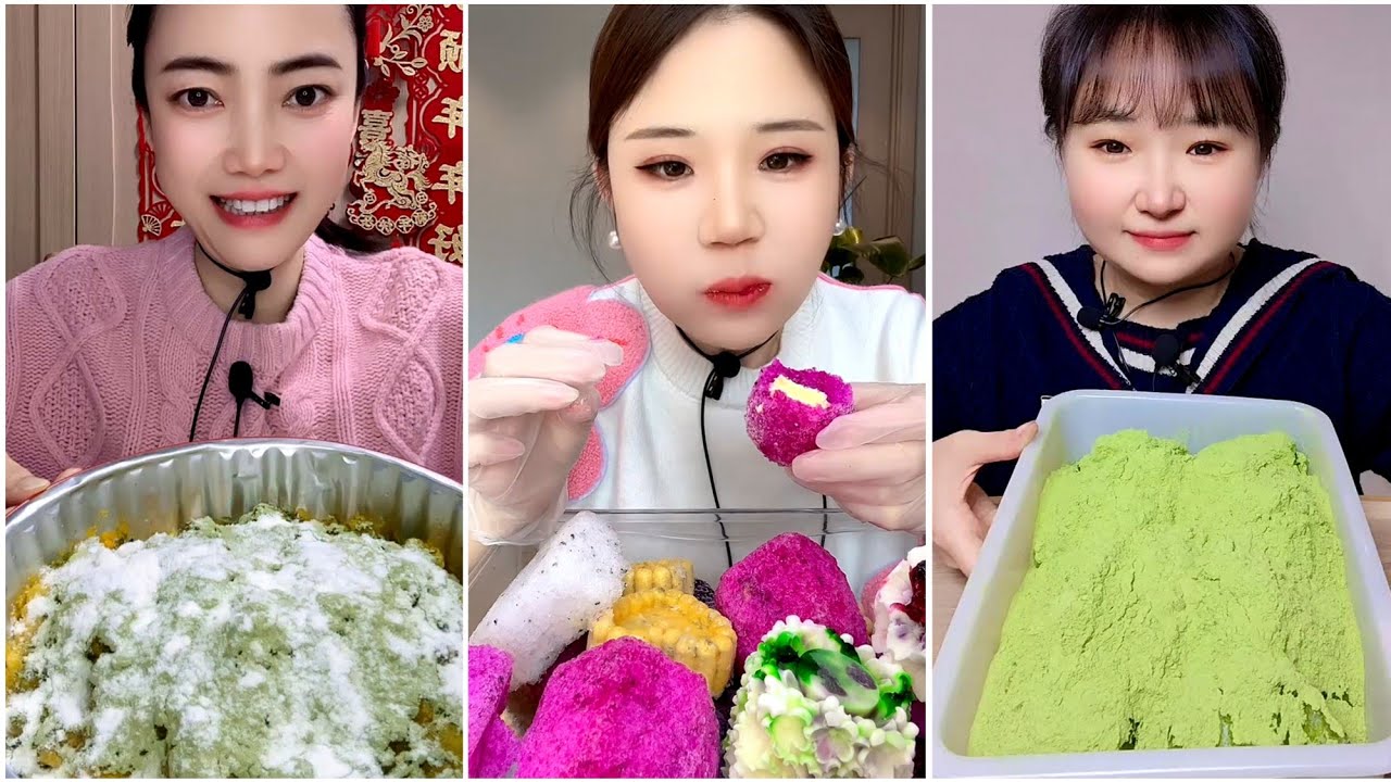ASMR ICE EATING with MATCHA and MILK POWDER with PASSION FRUIT 