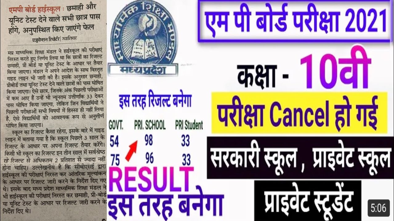 MP Board Exam 2021 New Update | Mp board 10th Exam News | 16 May News Mp Board Today News