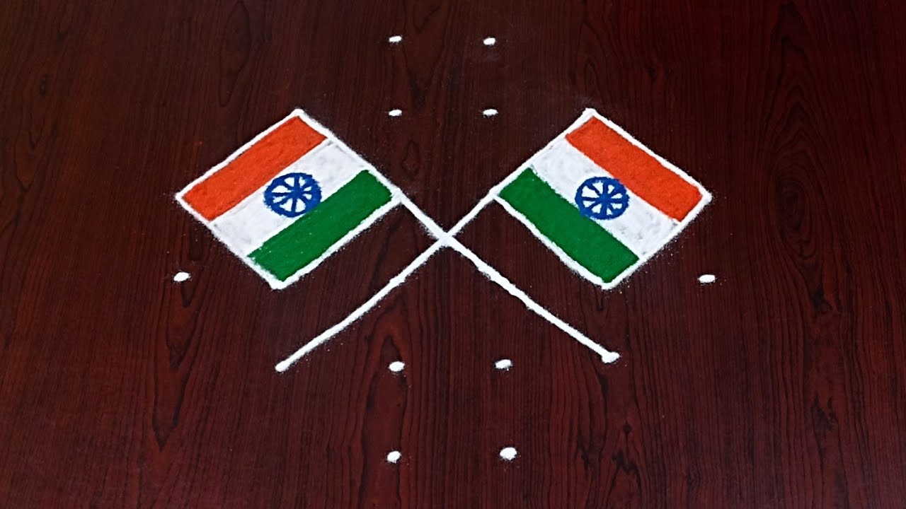 6×2dots independence day special rangoli designs|republic day rangoli|easy rangoli|#Rang Kaa Rangoli