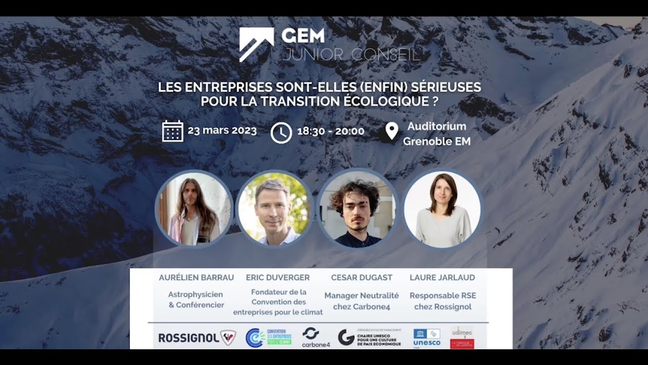 Conférence entreprises & transition écologique à l'école de management de Grenoble.