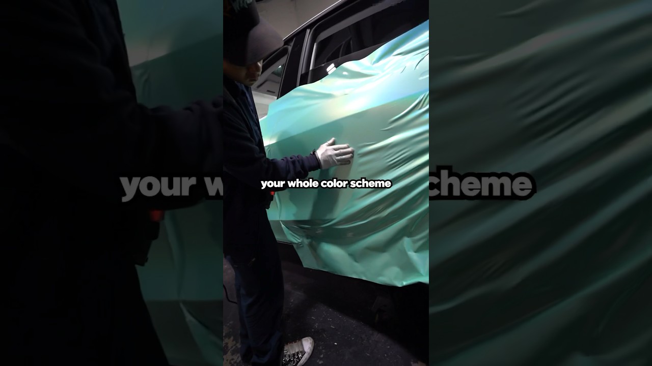 Special application for color changing film 🤩 #carwrap #wrapshop #longbeach #wrapvinyl