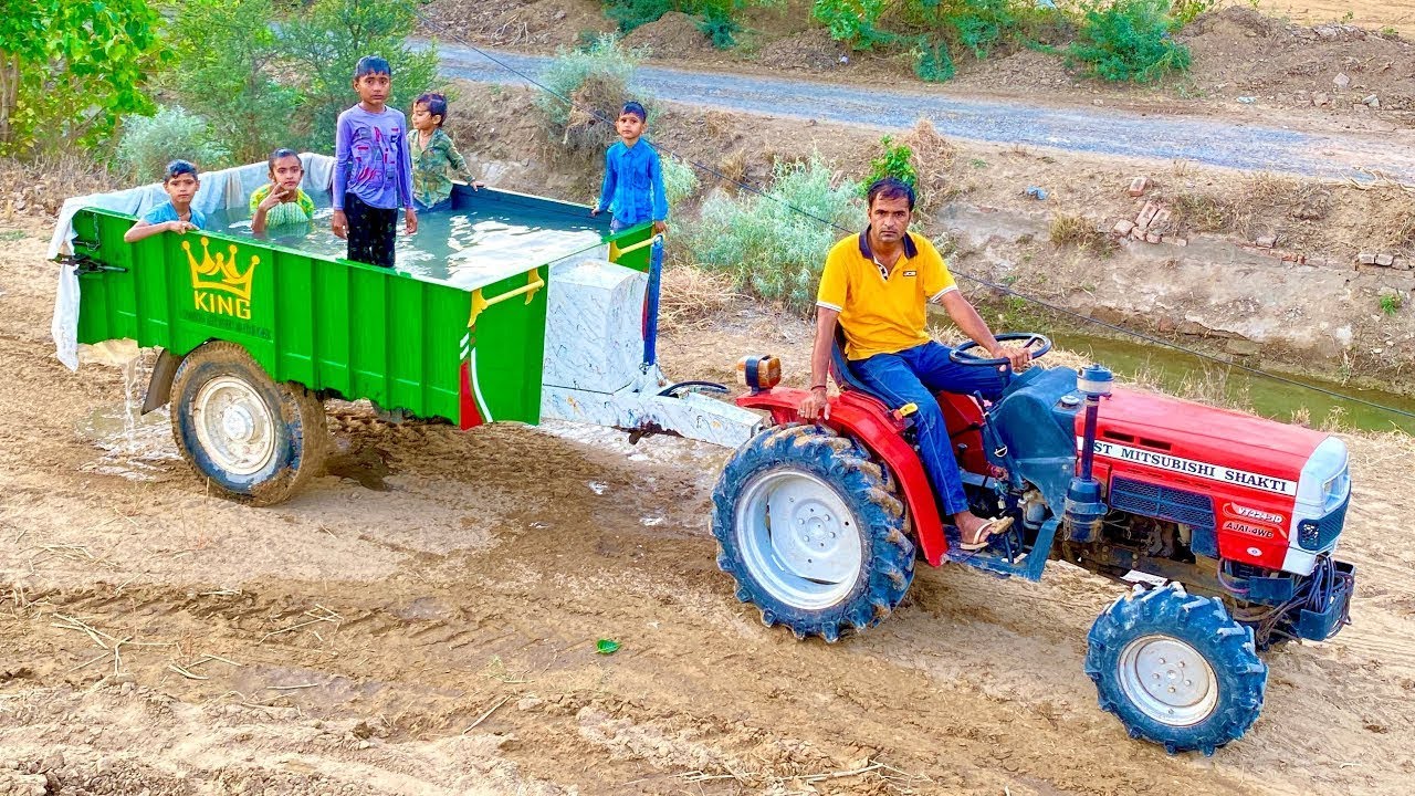 We Made Swimming Pool In A Mini Tractor Trolley VST Shakti VT 224 1D Ajai 4Wd