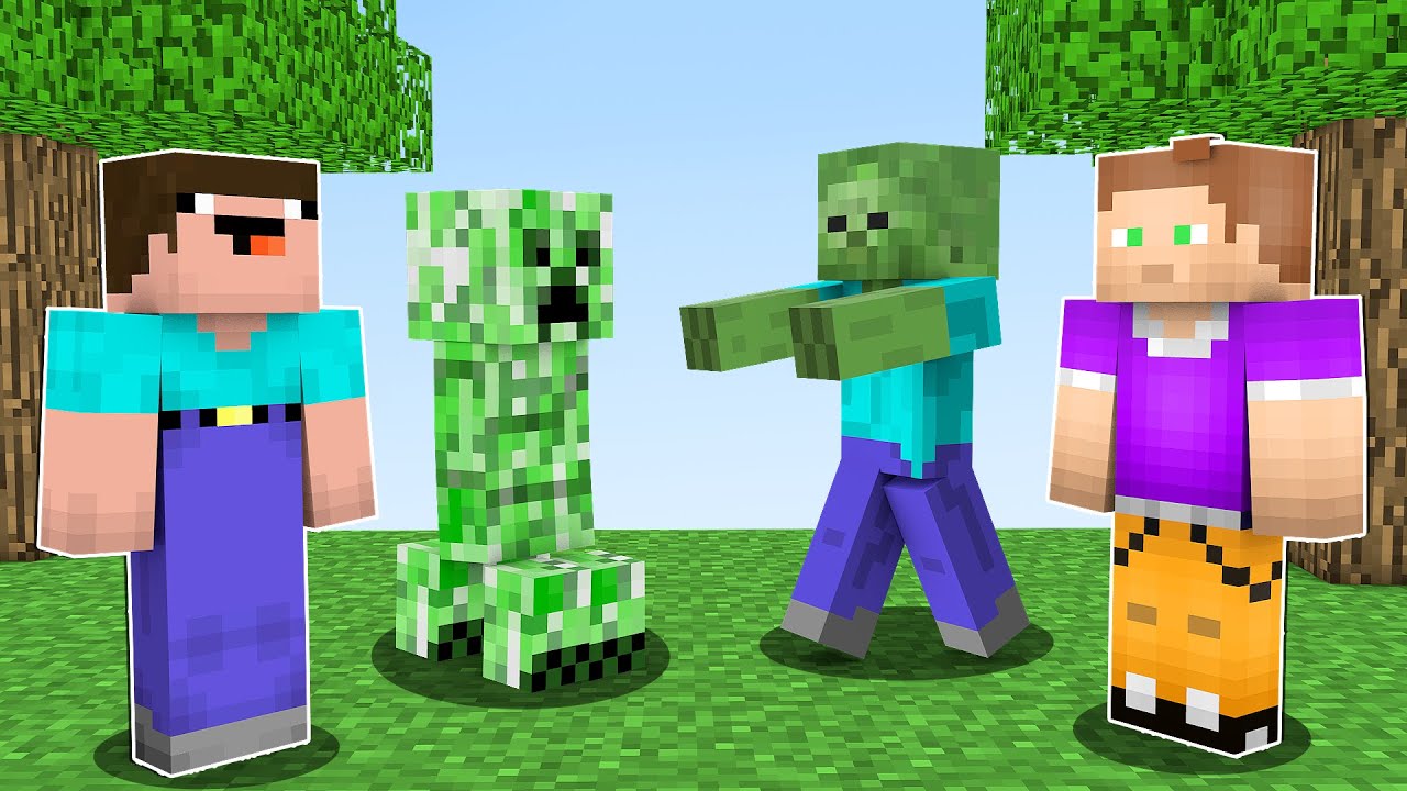 КРИПЕР НУБА ПРОТИВ ЗОМБИ ПОЗЗИ В МАЙНКРАФТ ! НУБИК И ТРОЛЛИНГ ЛОВУШКА В MINECRAFT Дак Плей