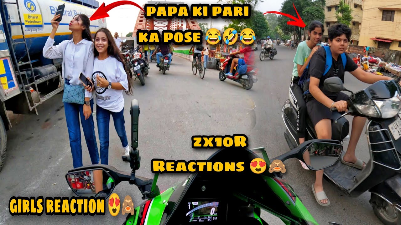 Cute Girls Shocking Reactions To My ZX10R Loud Exhaust | Bunny Helmet | Papa Ki Pari Reactions🤣😍