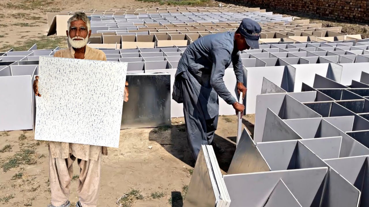 How to Make 2x2 PVC Gypsum Ceiling Tiles | Mass Production of Ceiling Tiles
