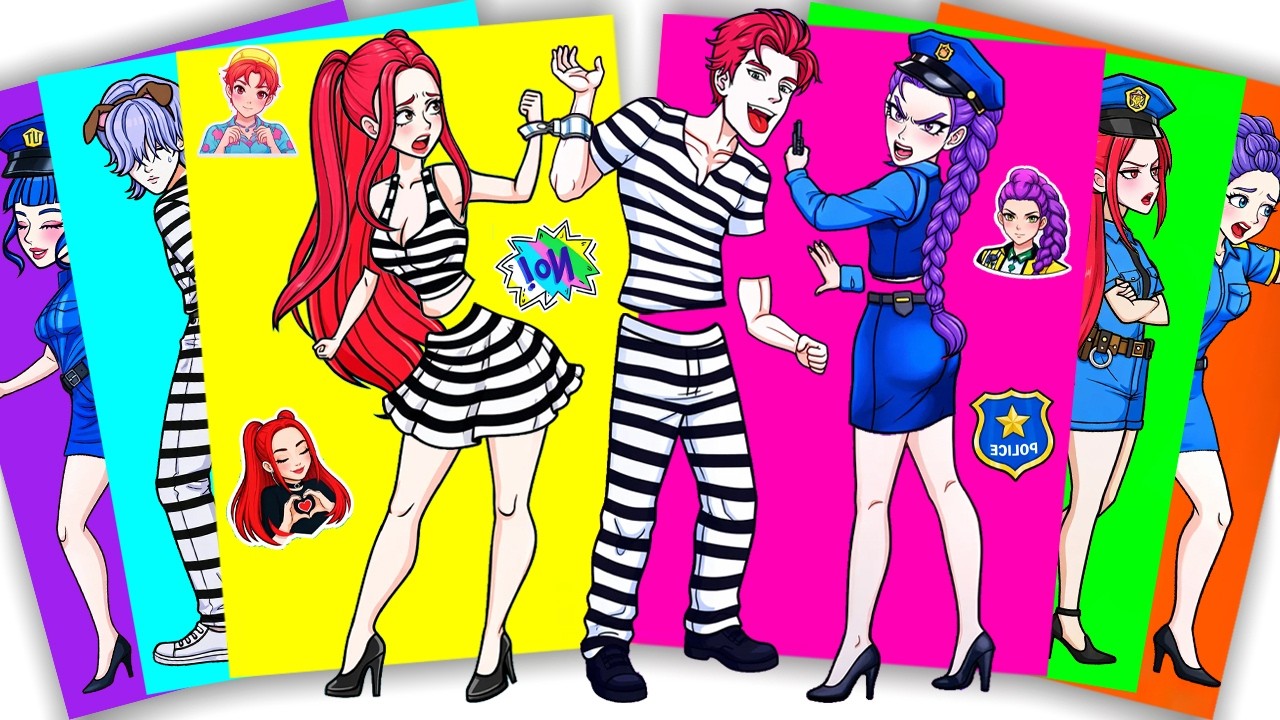 Crazy Prison Escape! Huntrix Rumi Police Chase Mira & Abby Saja | KPop Demon Hunters Sticker Book
