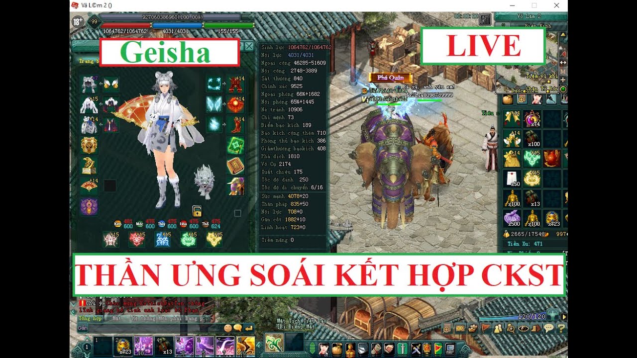 🔴[LIVE] Soái "Geisha" hoàn tất trang bị  "THẦN ƯNG-SOÁI" kết hợp CKST đá 9 - VLTK 2(VNG)