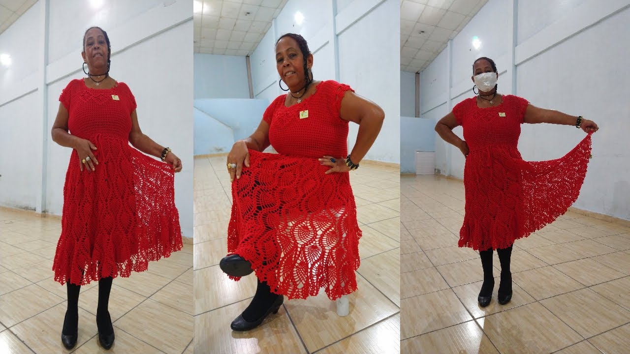 VESTIDO DE CROCHÊ PLUS SIZE VERMELHO VÍDEO AULA PASSO Á PASSO!