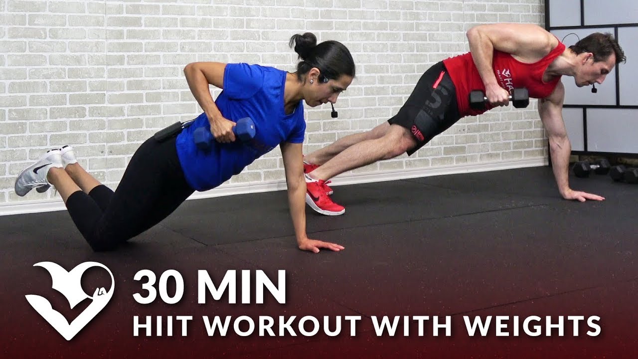 30 Minute HIIT at Home with Dumbbells - 30 Min HIIT Workout with Weights High Intensity Training