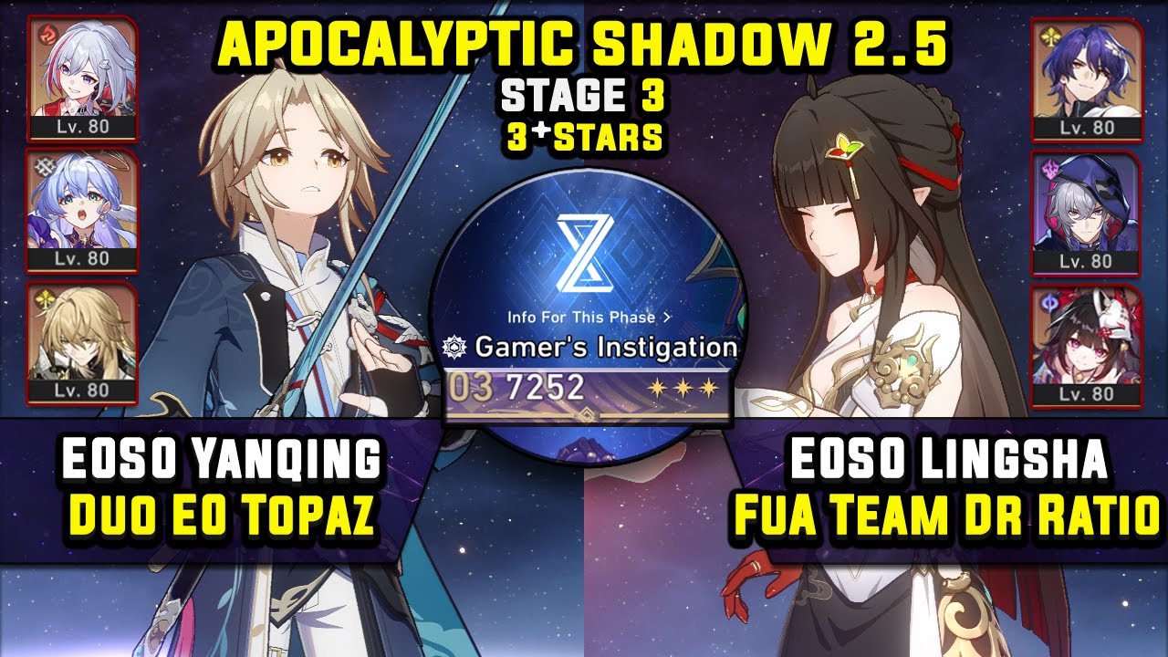 E0 Yanqing Carry & E0 Lingsha With Dr Ratio (3 Stars) Apocalyptic Shadow 3 Honkai Star Rail 2.5