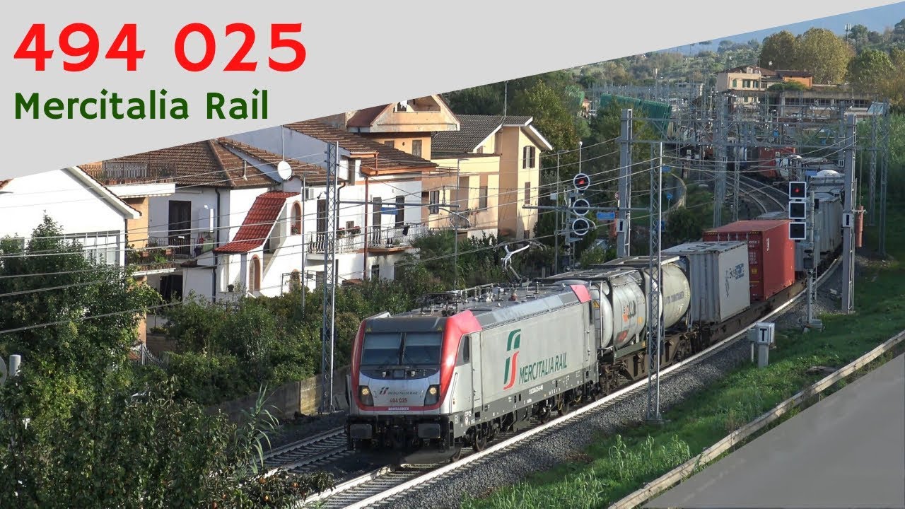 494 025 Mercitalia Rail con merci a Monterotondo