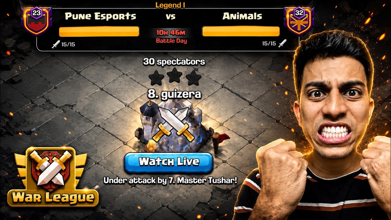 Our Final CWL War for Promotion to Legend League | Day 5 CWL | Master Tushar #clashofclans #cwl
