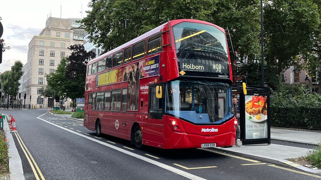 Full Route Visual - Route N98 - Holborn, Red Lion Square to Stanmore Station - VWH2227 (LK66 EOB)