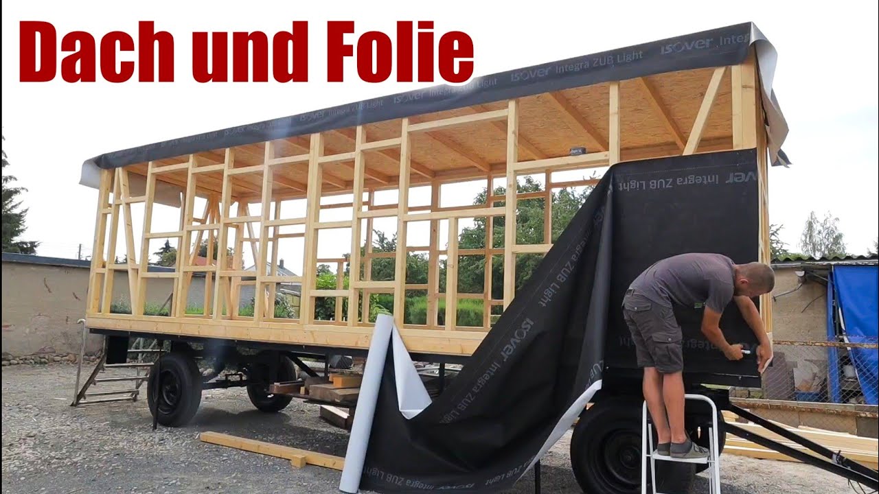 🥵BEI 38C° IM SCHATTEN Dachbalken & Unterspannbahn montieren beim autarken Tiny-house Projekt🏕️ [F9]