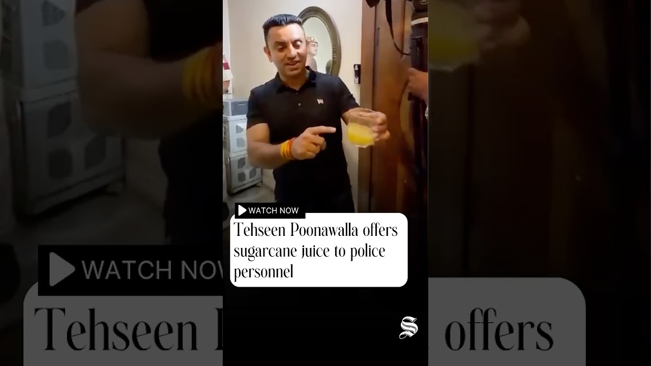 Tehseen Poonawalla offers sugarcane juice to police who detained him over E20 protest