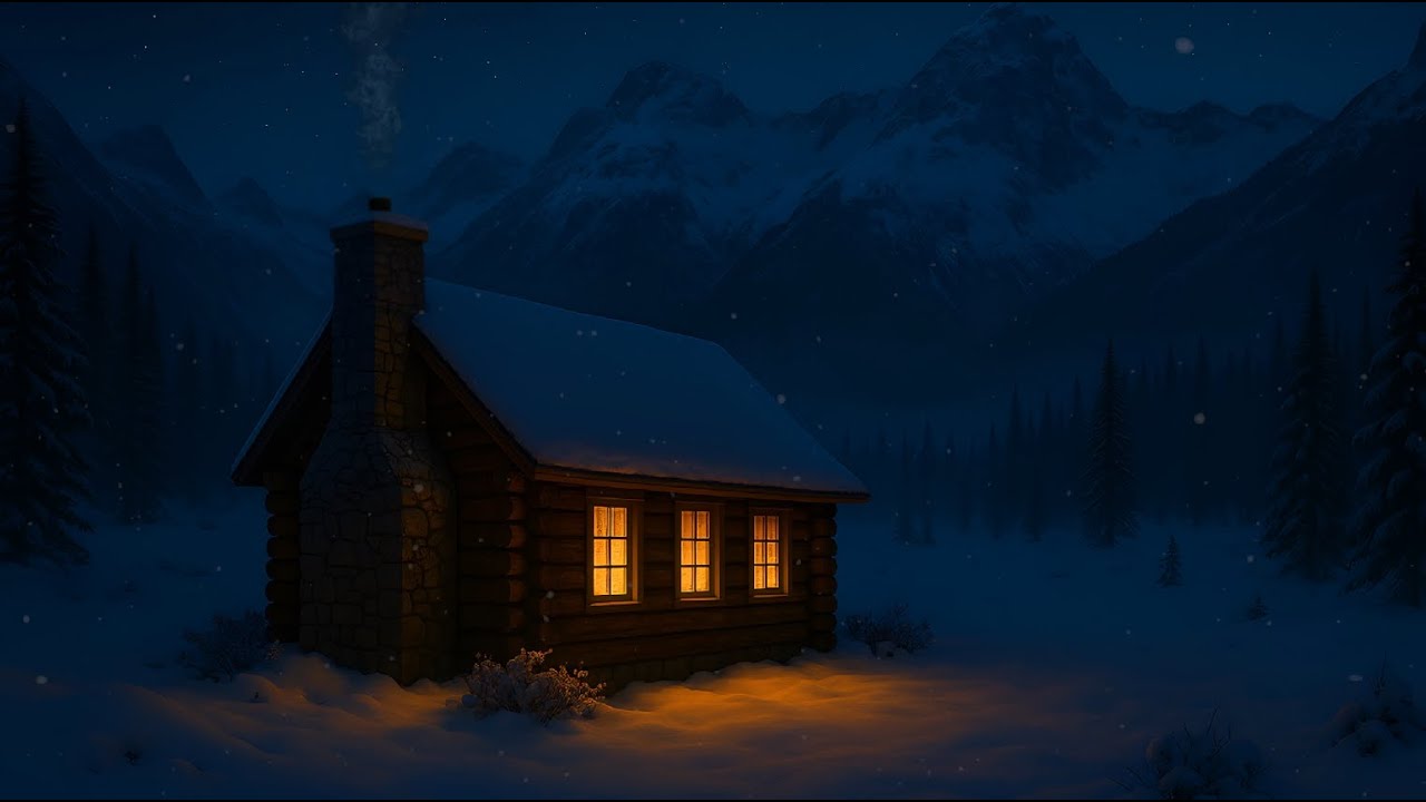 Snowed-In Winter Night ☕ Cozy Mountain Jazz Piano & Sax | Relaxing Ambience | 2 Hours