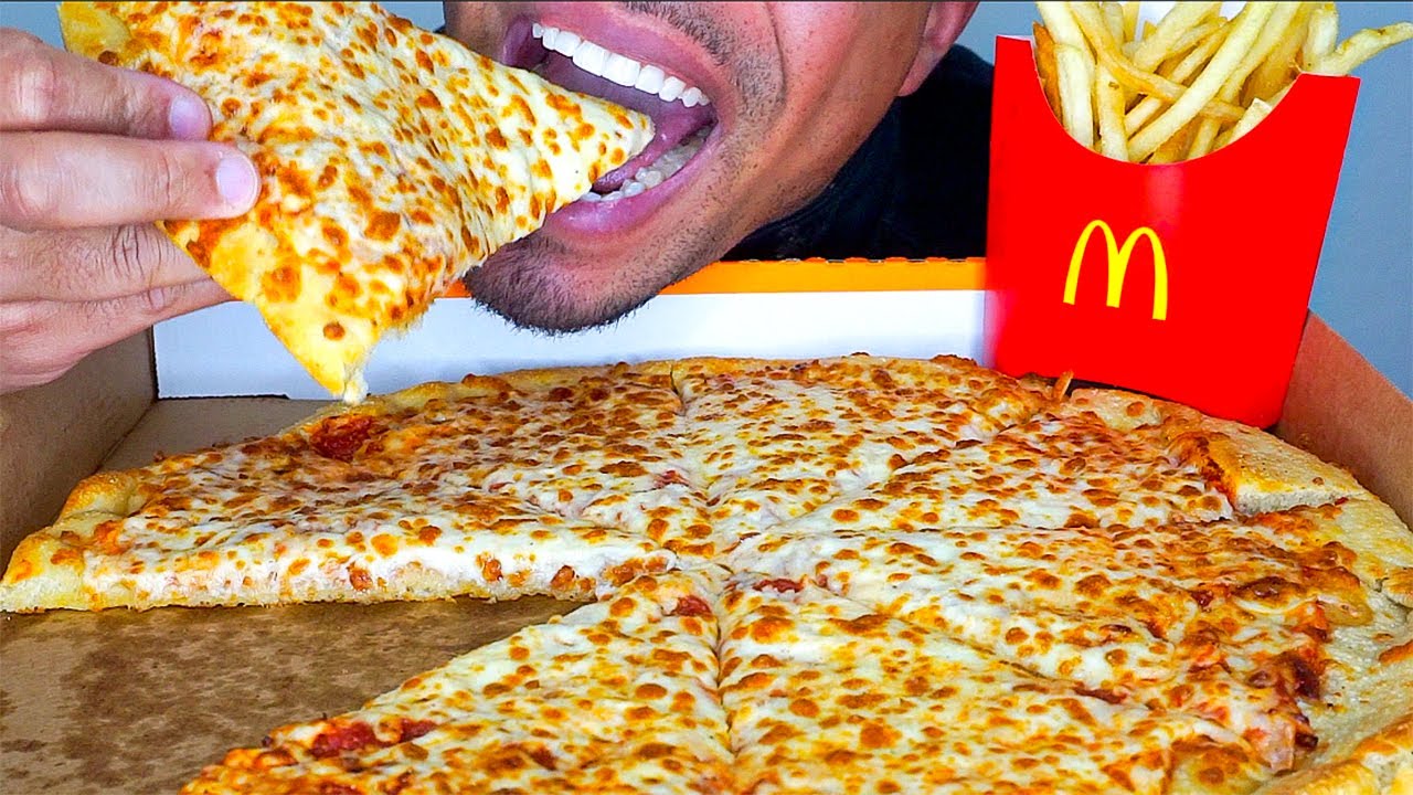 ASMR LITTLE CAESARS PIZZA MUKBANG | EATING MCDONALD'S FRIES | NO TALKING JERRY *BIG BITES*