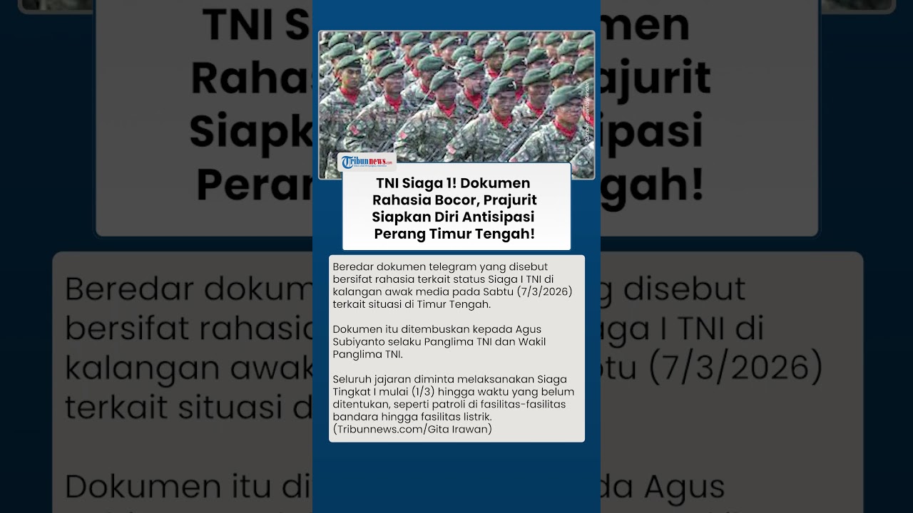 TNI Siaga 1! Jajaran TNI Diminta Patroli di Fasilitas Penting Antisipasi Perang Timur Tengah