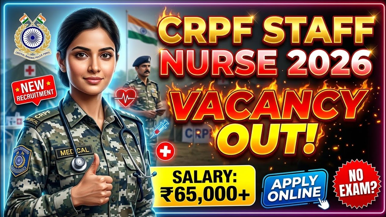 CRPF Staff Nurse Vacancy 2026 🔥 CRPF Nursing Assistant Recruitment 2026 | Apply Online | Salary ₹65k