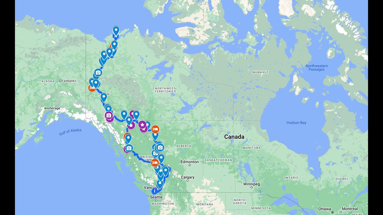 Vancouver to Tuktoyaktuk and back driving time lapse