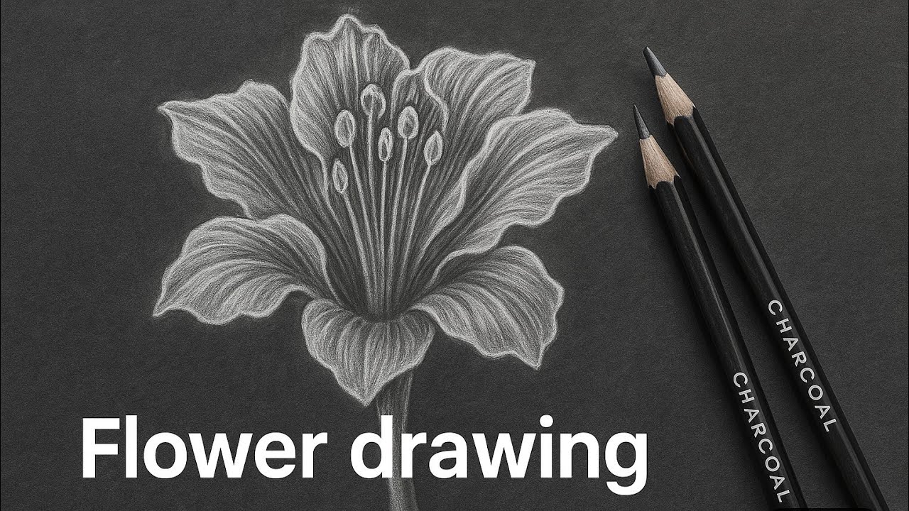 Flower drawing🎨 #charcoaldrawing #drawing #sketch #theartline #howtodraw #arttutorial #easydrawing