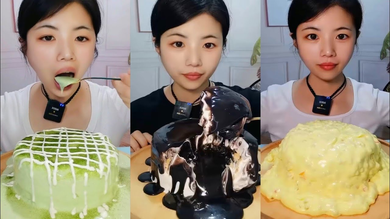 ASMR Desserts HEAVEN🥧Black Lava Cake, Matcha Lava Cake, Oreo Cream Cake | MUKBANG | EATING#asmr#cake