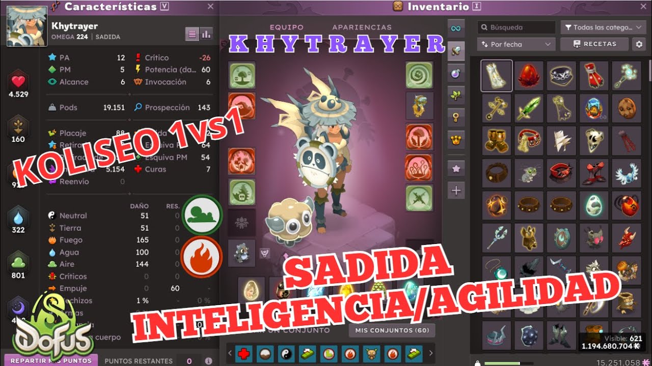[DOFUS 3.3] SADIDA INTELIGENCIA/AGILIDAD + REVIEW + KOLISEO1VS1