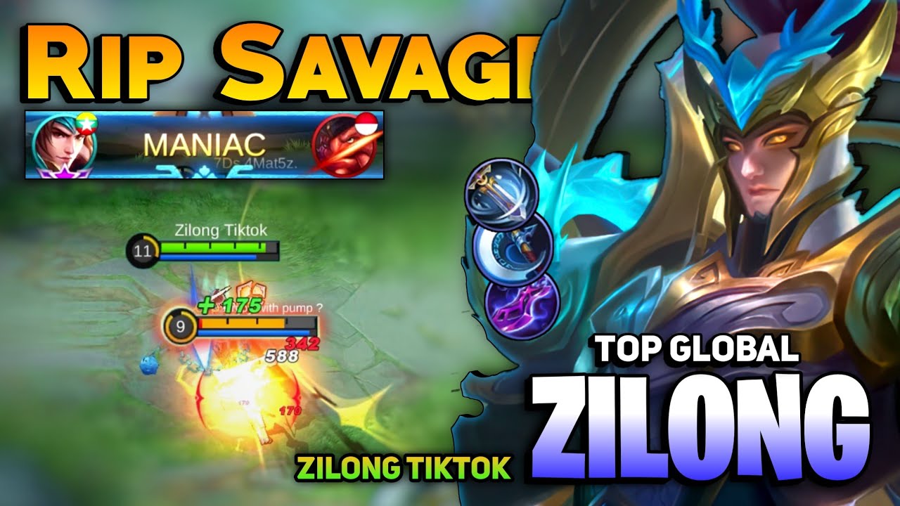 RIP SAVAGE! Aggressive Gameplay [ Top Global Zilong Best Build 2021 ] By Zilong Tiktok - MLBB