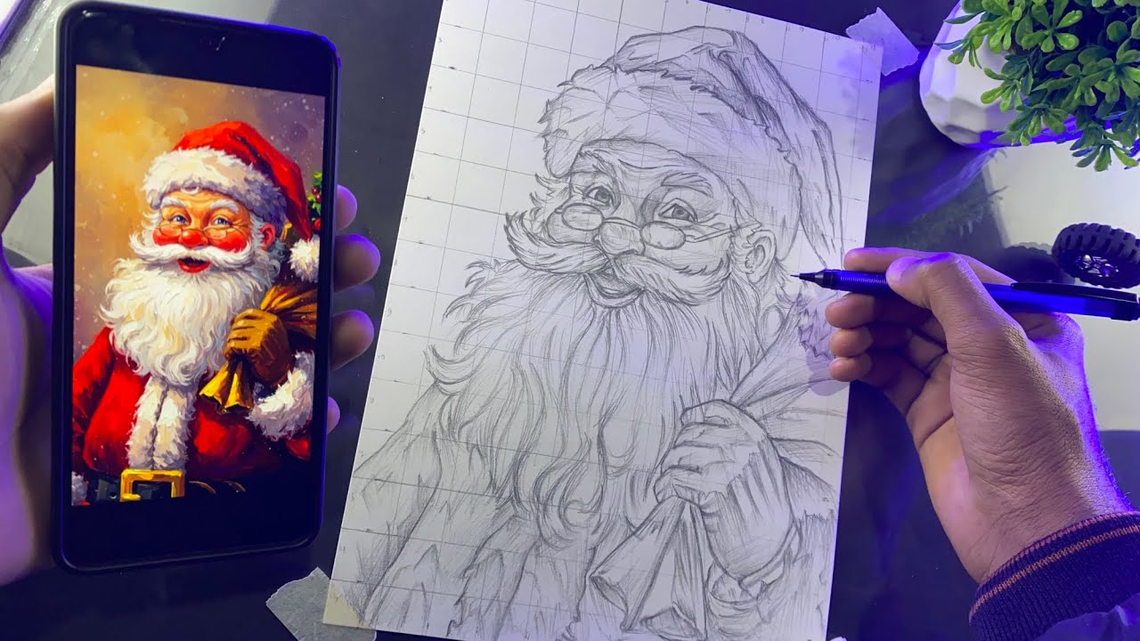 santa claus drawing, Christmas day drawing , step by step drawing,2026 drawing special 🎁🎄