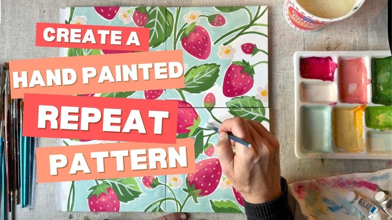 Paint a Repeat Strawberry Pattern the Old Fashioned Way - Using Paint and Paper