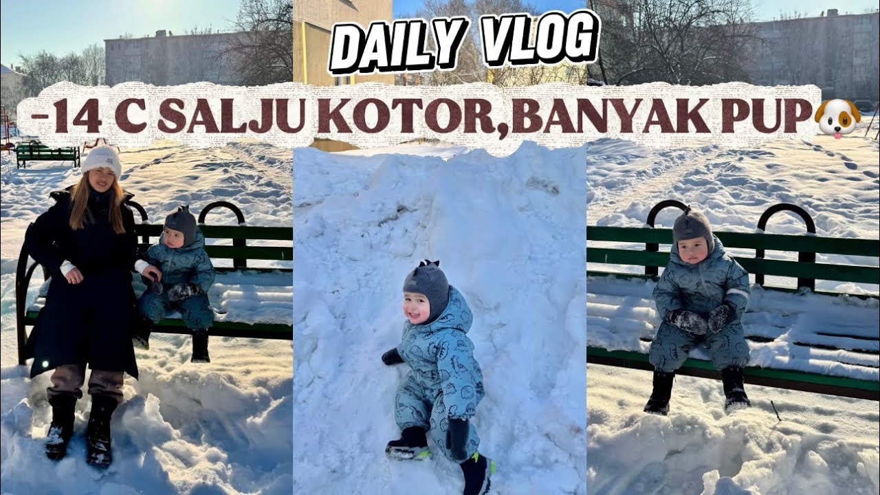 Зимняя прогулка, снег начинает загрязняться😭 #зима #семья #индонезия #беларуси #ежедневныйвидеоблог