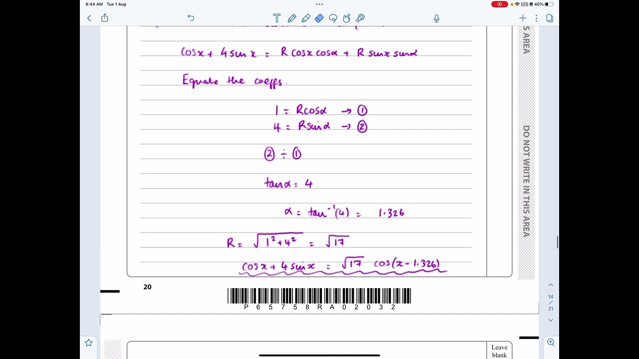 IAL, Edexcel, Oct 2020, P3, Q7, Trigonometric Addition Formulae, Pure, Nick Peters, WMA13/01