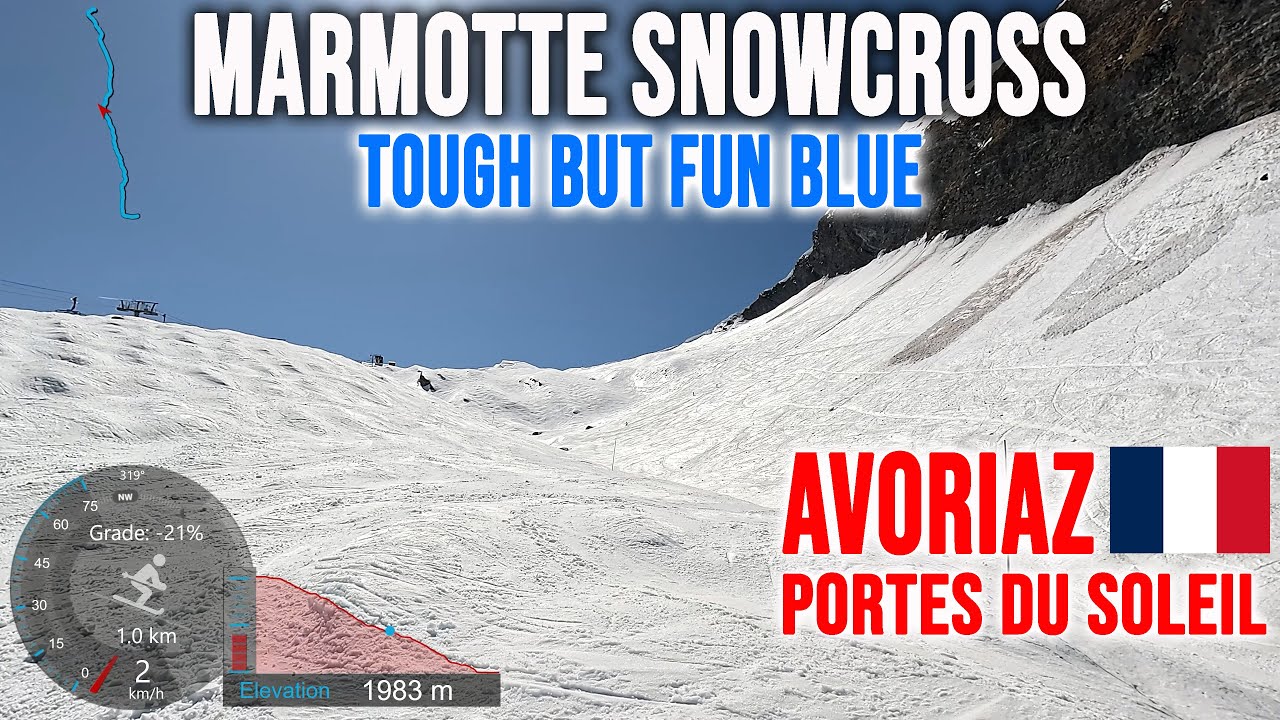 [4K] Skiing Avoriaz, Marmotte Snowcross - Tough But Fun Blue, Portes du Soleil France, GoPro HERO13