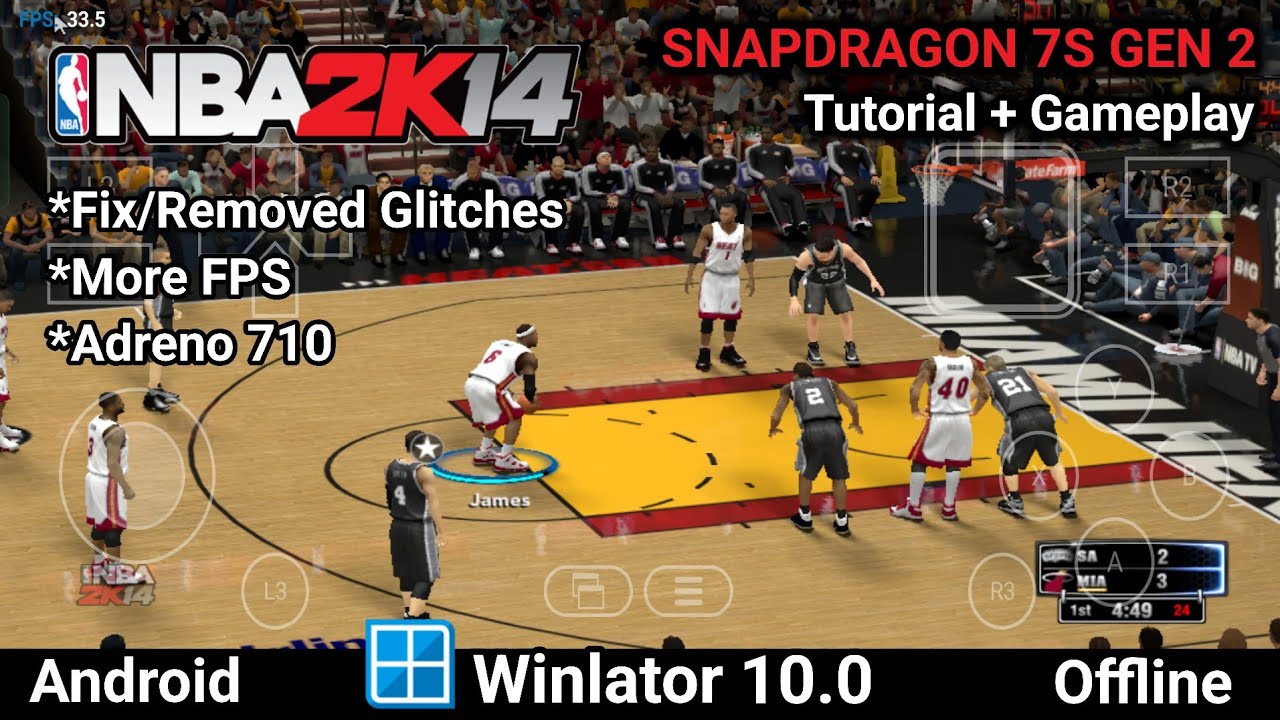 NBA 2K14 on Android | Winlator 10.0 (Hotfix) Tutorial + Gameplay Snapdragon 7s Gen 2