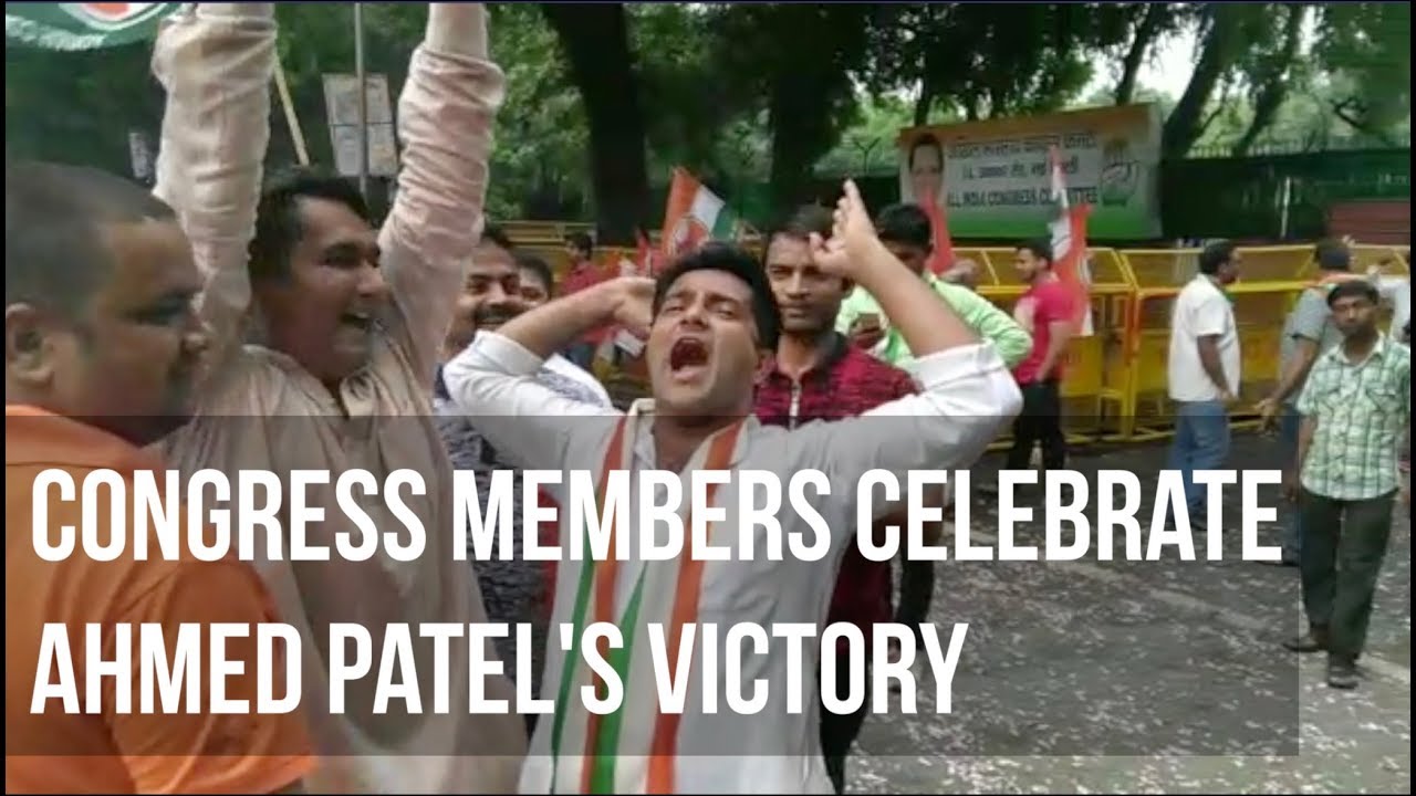 Congress Members Celebrate Ahmed Patel's Win In Rajya Sabha Elections