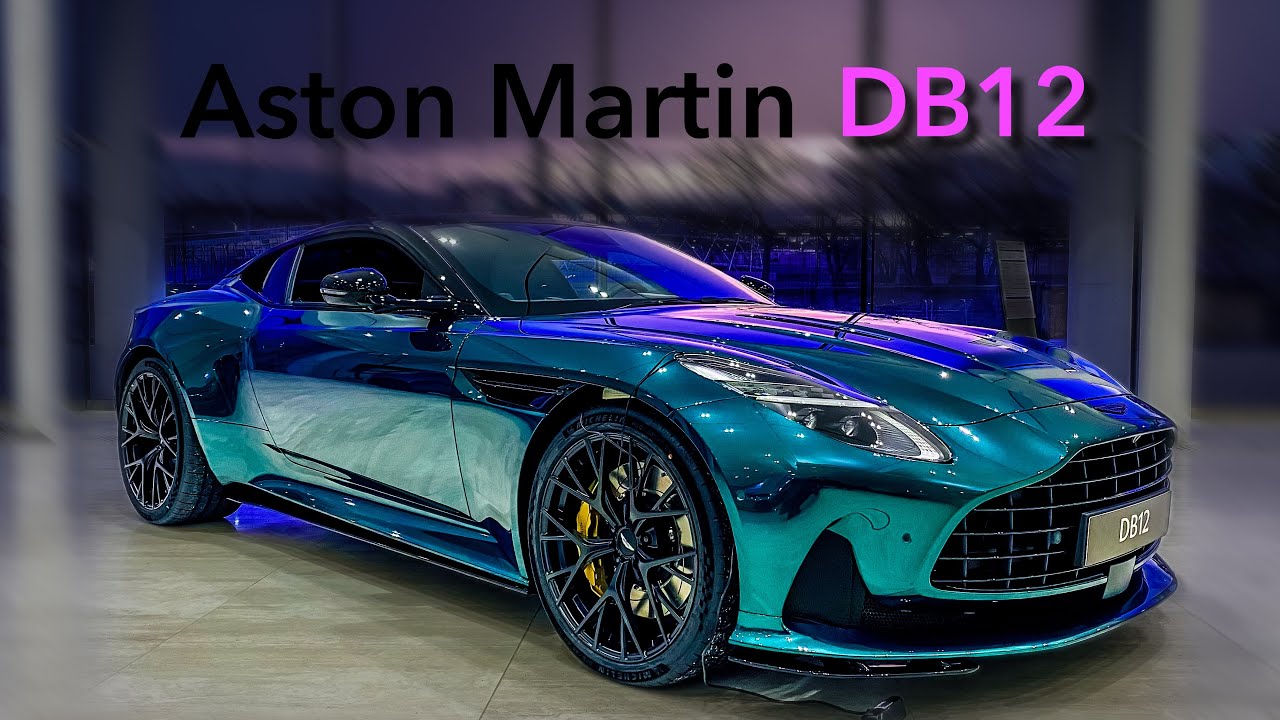 2025 Aston Martin DB12 in Malachite Green with brown interior. Exterior & Interior in details